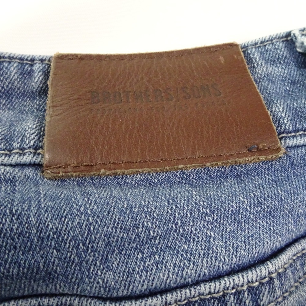 Brothers / Sons Jeans Men's 33x34. Slim straight blue stretch denim pants - Picture 8 of 11